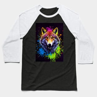 Splatter Paint Wolf Baseball T-Shirt